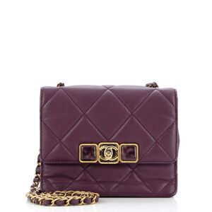 Chanel Resin CC Flap Bag Quilted Calfskin Mini Purple